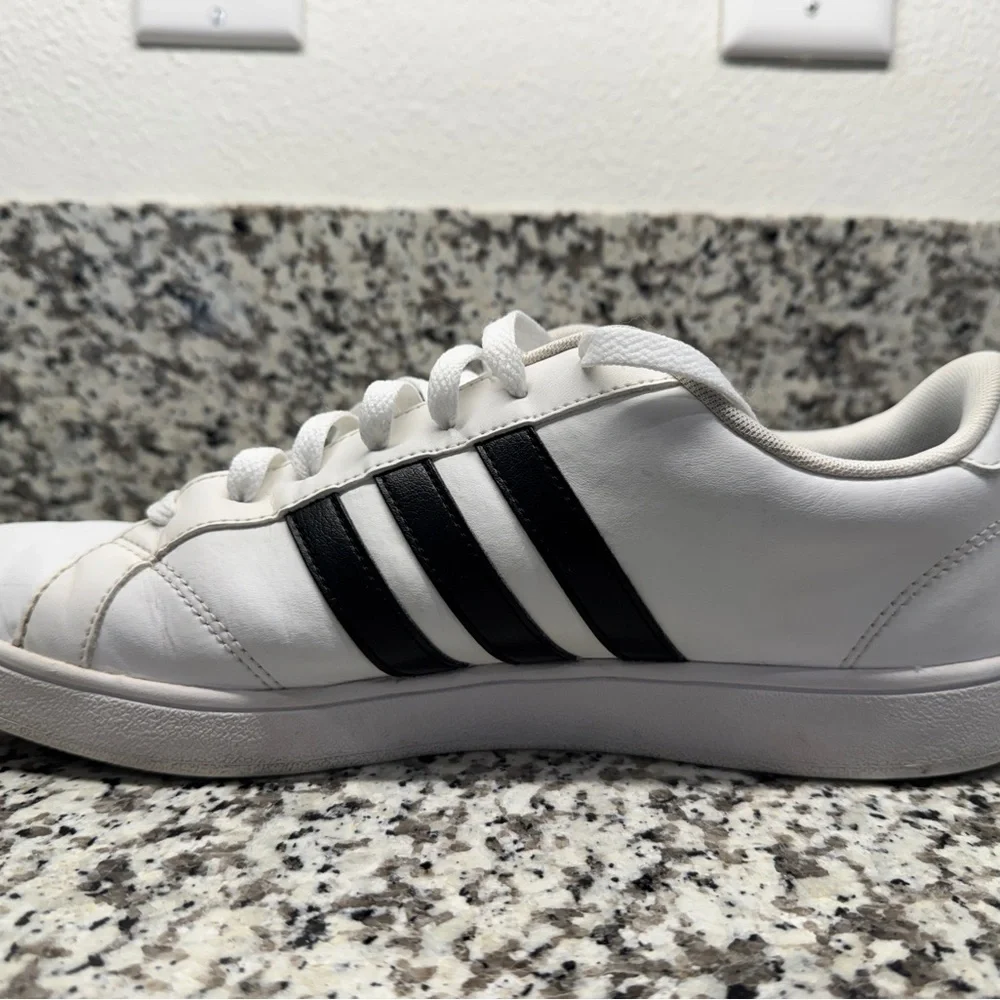 Adidas - White Baseline Sneakers with Black Stripes - Men’s 10.5